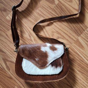 Genuine Handmade Cowhide Leather Flip Top Crossbody Bag